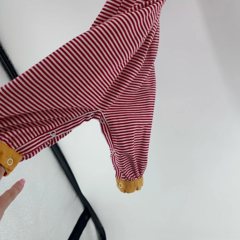 9 month 1 - Busy Bee Smocks Blue & Mustard Truck‎ Appliqué Striped Overalls